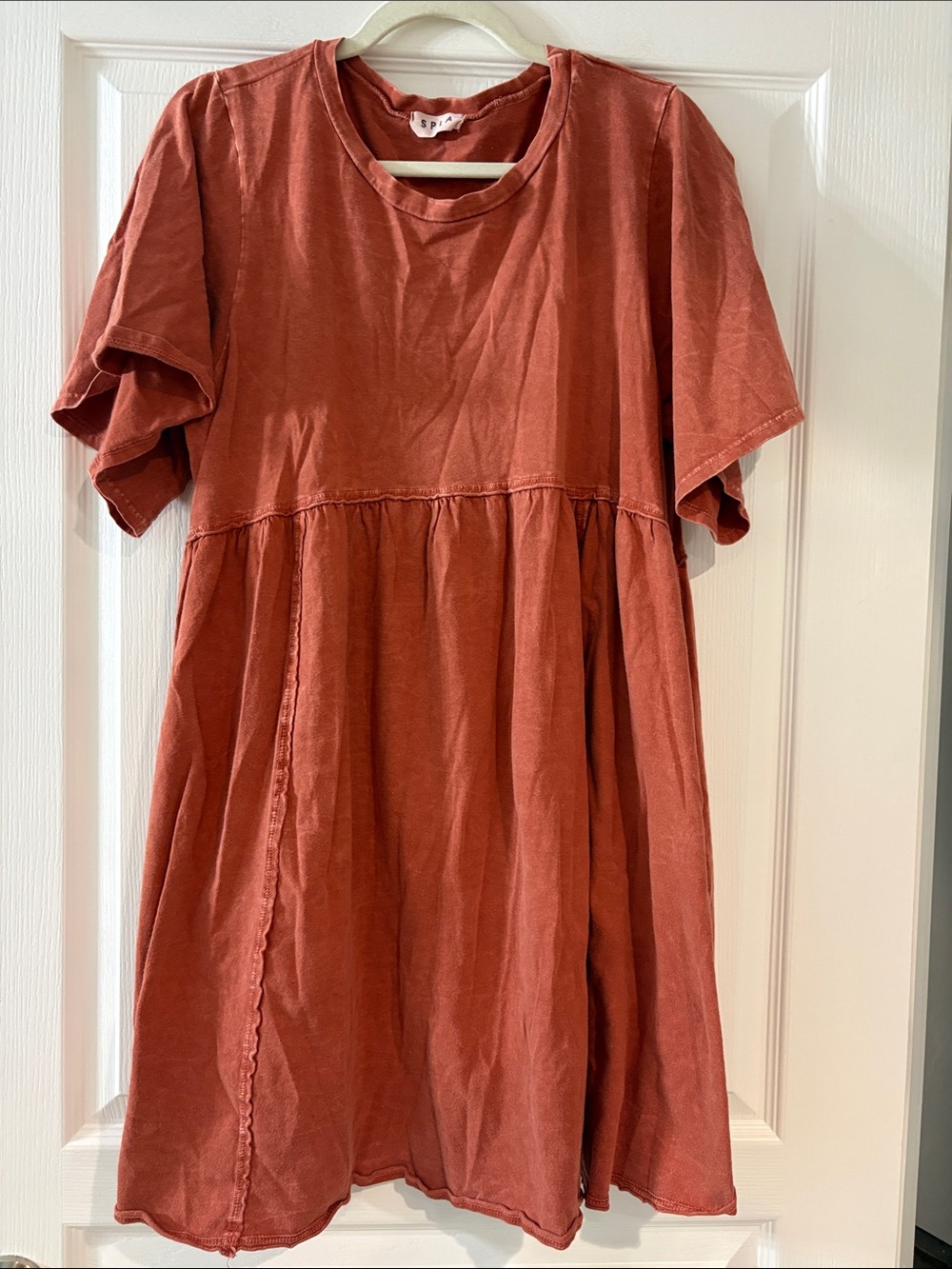 Washed Rust Short-Sleeve Babydoll Tunic